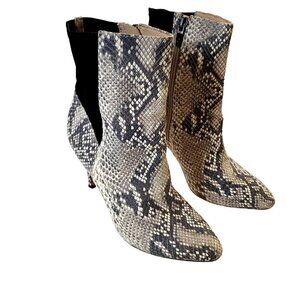 Carolinna‎ Espinosa Snakeskin Animal Print Boots Side Zip Chic City Modern Sz 6M